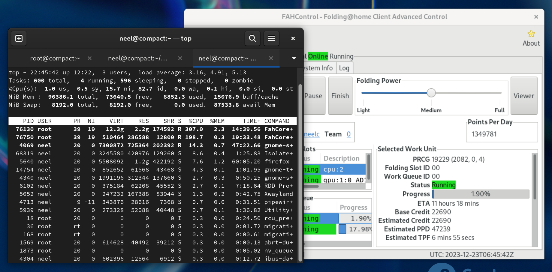 Folding@home with FAHControl on Fedora 39